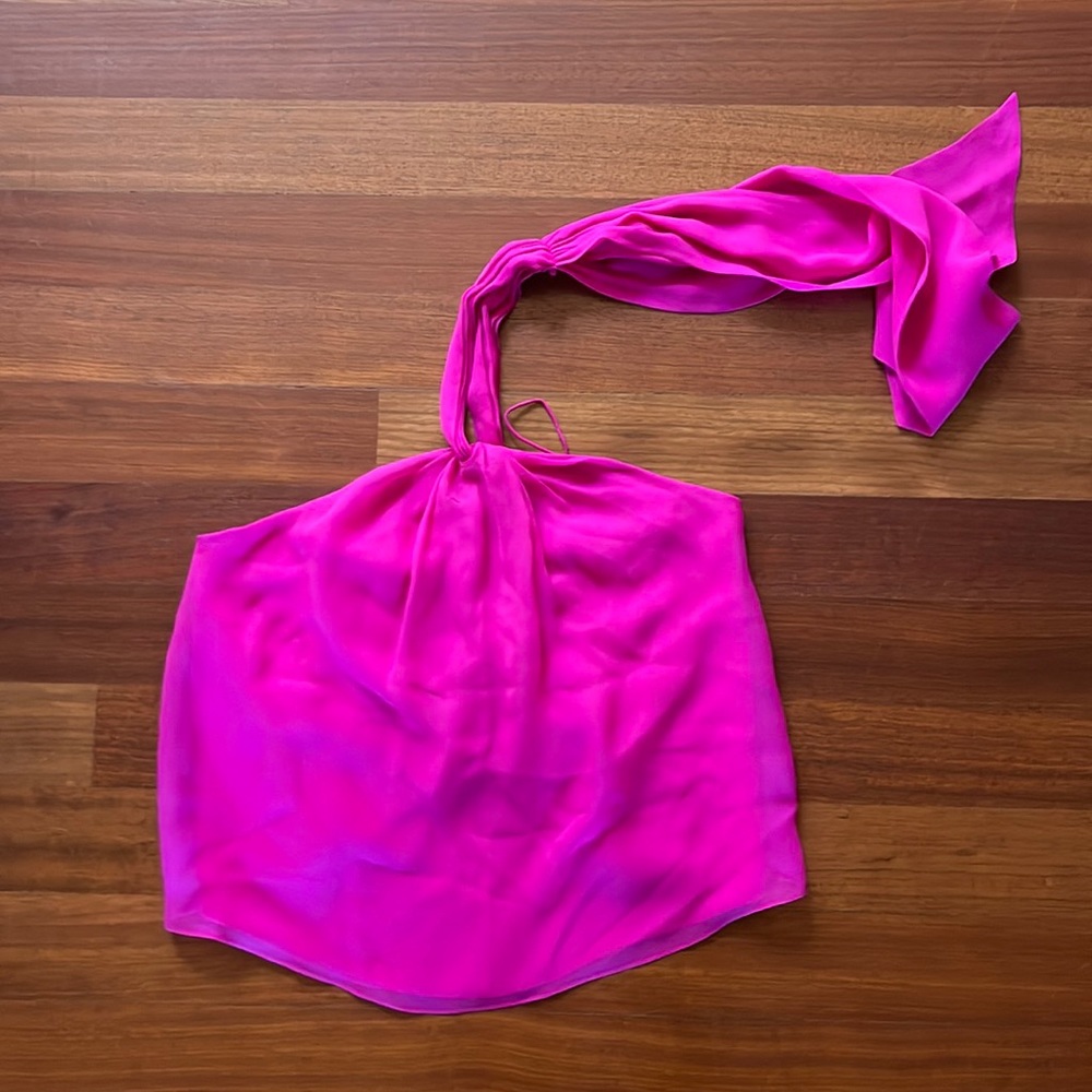 Hot pink silk halter crop top. 3.1 Philip Lim size 4